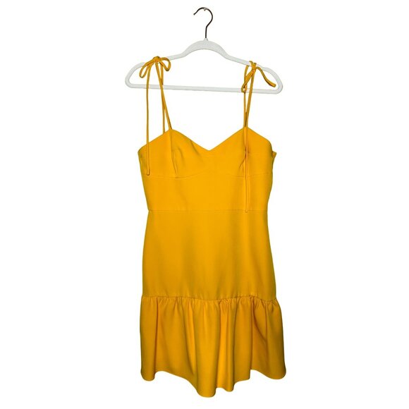 Gianni Bini Elena Ruffle Dress Size 6 Tuscany Flounce Hem Mustard Yellow New - Picture 2 of 11